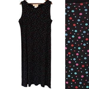 Vintage Norm Thompson Polka Dot Sleeveless Shift Maxi Dress Size 1X